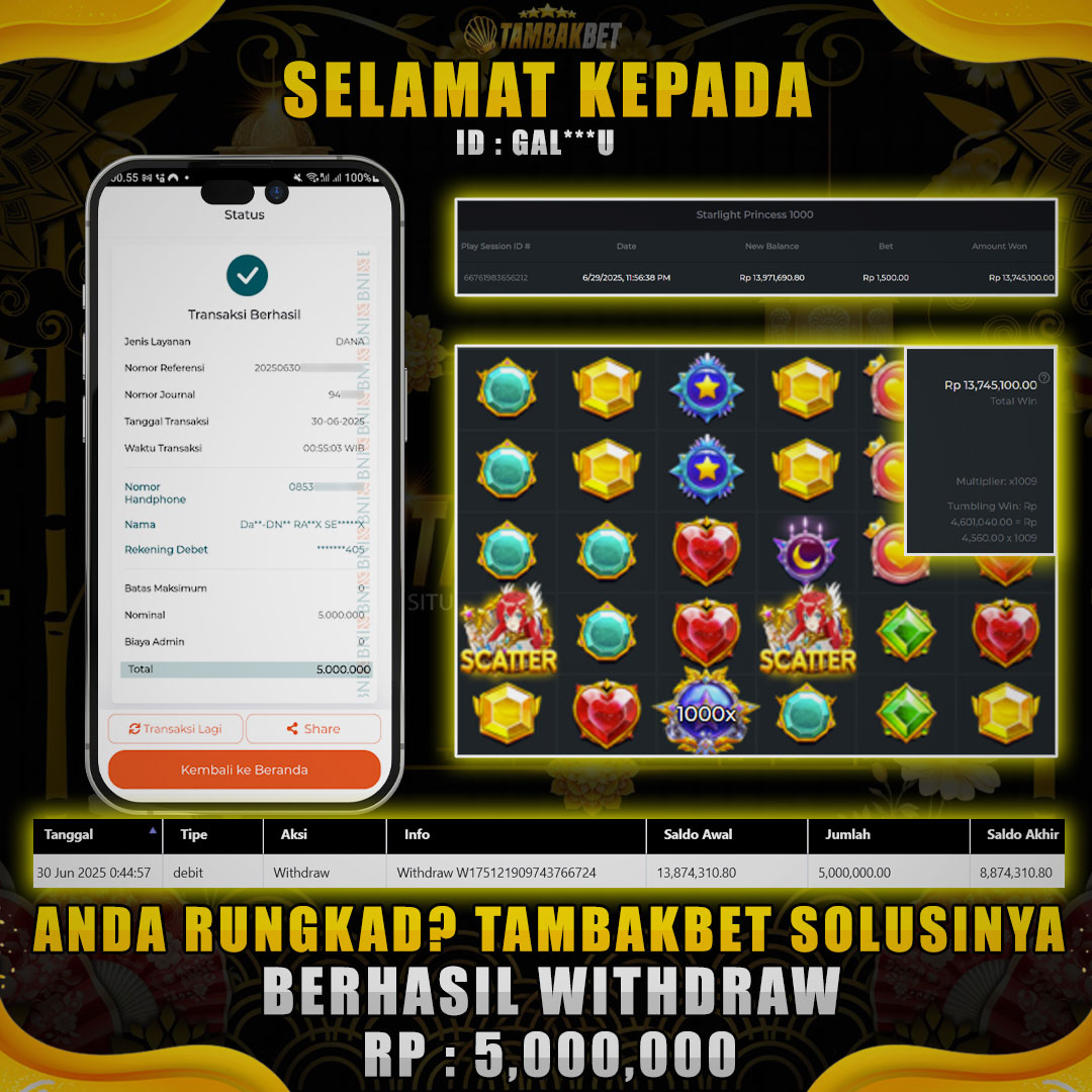 BUKTI JACKPOT MAIN DI STARLIGHT PRINCES 1000 MEDIA TAMBAKBET